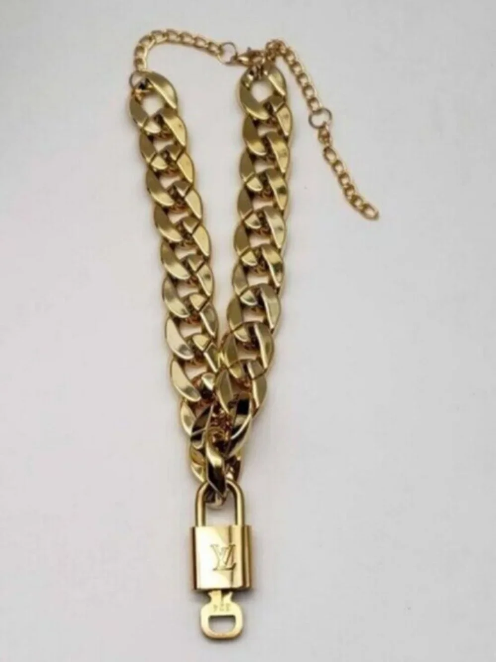 Gold-Plated Necklace with Authentic Louis Vuitton Padlock